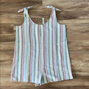 Madewell Cover-Up Romper in Rainbow Stripe